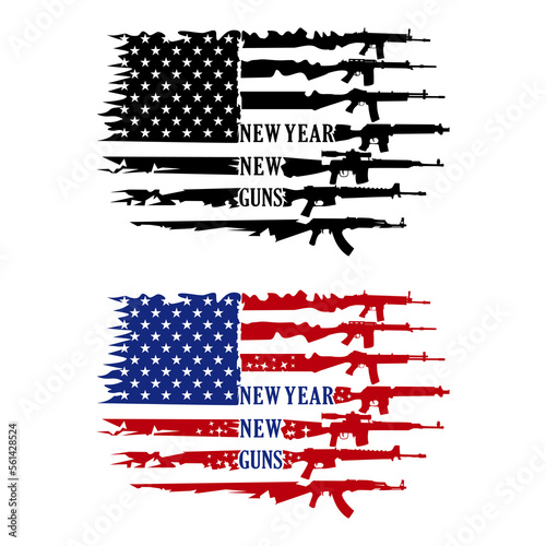 New Year New Guns Design Illustration - 2nd Amendment design background illustration.