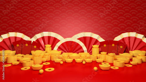 Photography Happy chinese new year for party and podium celebrations with space for message Isolated in background
