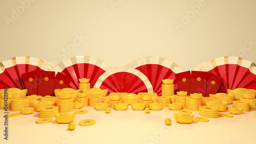 Canvas Print Happy chinese new year for party and podium celebrations with space for message Isolated in background