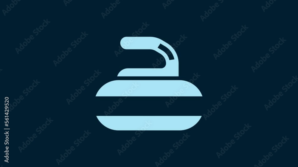 White Stone for curling sport game icon isolated on blue background. Sport equipment. 4K Video motion graphic animation White Stone for curling sport game icon isolated on blue background. Sport equipment. 4K Video motion graphic animation