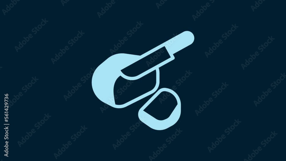 White Canadian peameal bacon icon isolated on blue background. 4K Video motion graphic animation White Canadian peameal bacon icon isolated on blue background. 4K Video motion graphic animation