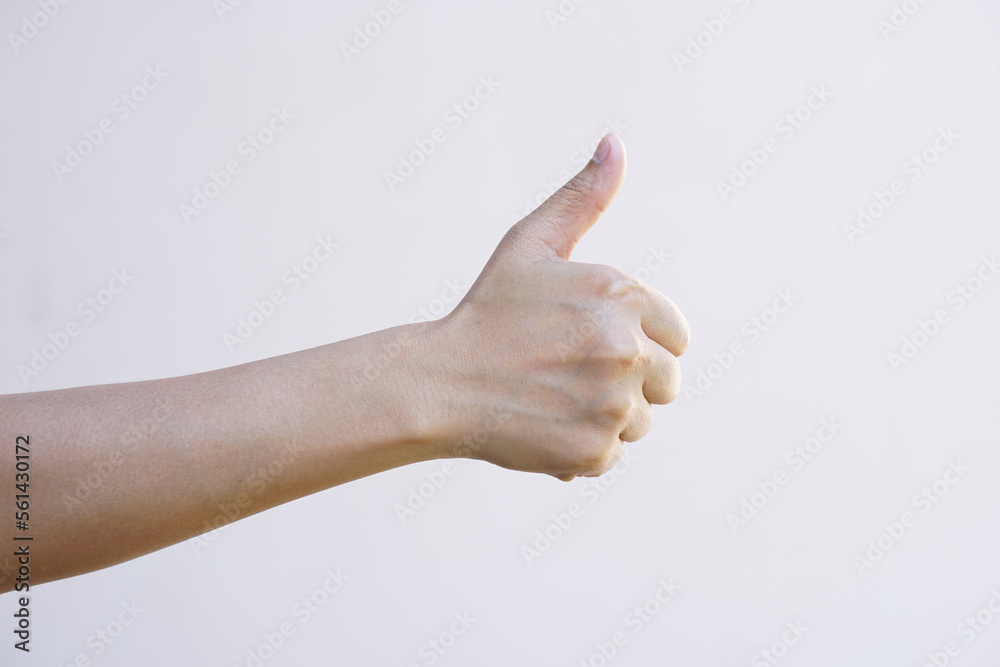 Asian woman hand making awesome sign