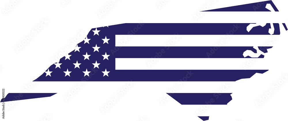 outline drawing of north carolina state map on usa flag. Stock ...