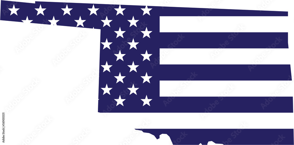 outline drawing of oklahoma state map on usa flag. Stock Illustration ...
