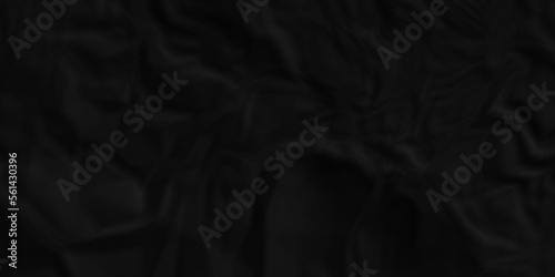 Dark Black facbric paper backdrop crumpled texture. dark black textured crumpled black paper background. panorama black paper texture background, crumpled pattern.