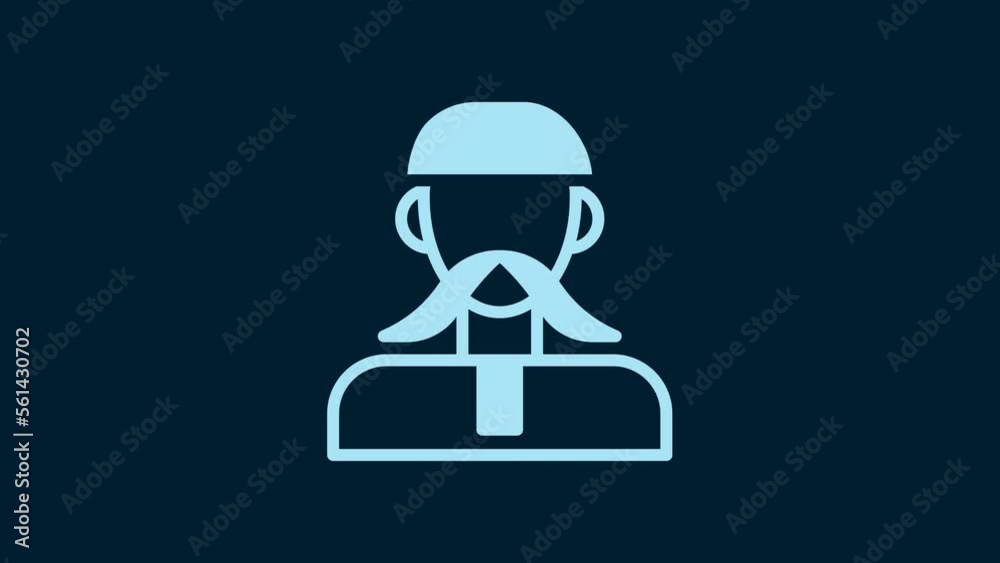 White Ukrainian cossack icon isolated on blue background. 4K Video motion graphic animation White Ukrainian cossack icon isolated on blue background. 4K Video motion graphic animation