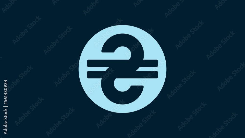 White Ukrainian hryvnia icon isolated on blue background. 4K Video motion graphic animation White Ukrainian hryvnia icon isolated on blue background. 4K Video motion graphic animation