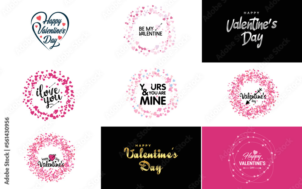 Happy Valentine's Day typography design with a heart-shaped balloon and a gradient color scheme