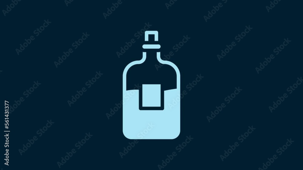 White Glass bottle of vodka icon isolated on blue background. 4K Video motion graphic animation White Glass bottle of vodka icon isolated on blue background. 4K Video motion graphic animation