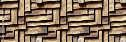 Natural wooden background, grunge parquet, flooring design seamless texture geometric pattern. Isometric background. Seamless repeat pattern for wallpapers, banners, web. illustration 