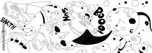 Nice decorative Doodle art for background printing and cover image with high contrast color.