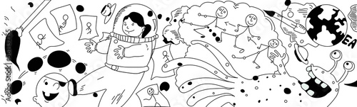 Nice decorative Doodle art for background printing and cover image with high contrast color.
