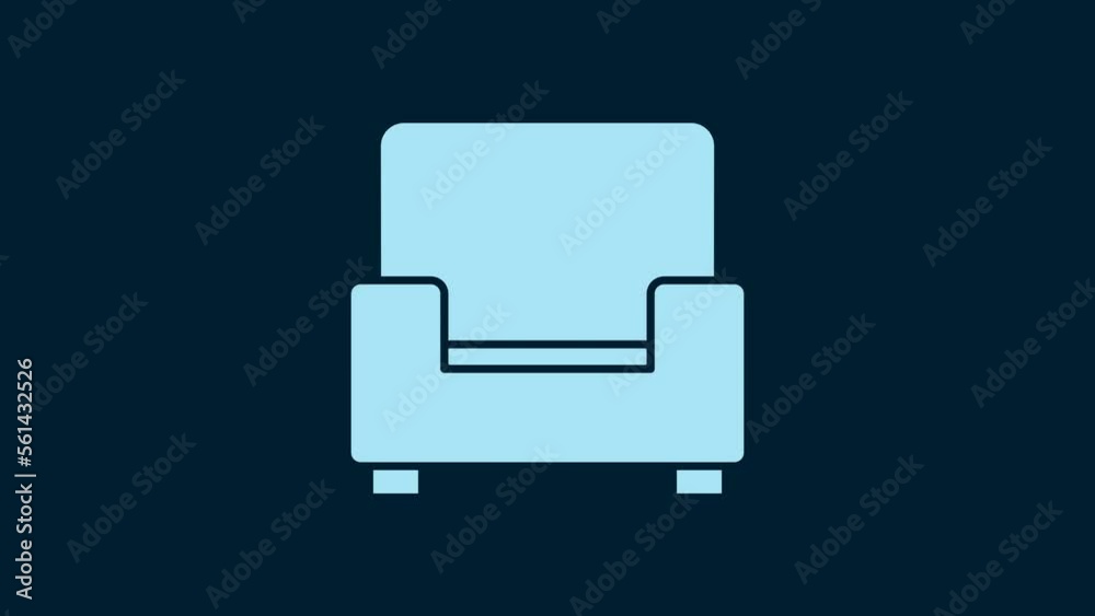 White Armchair icon isolated on blue background. 4K Video motion graphic animation White Armchair icon isolated on blue background. 4K Video motion graphic animation