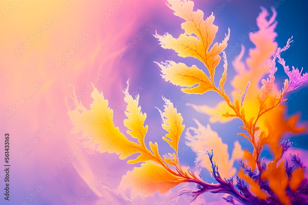 Magic art wallpaper colorful flower on neon nature background Generative AI