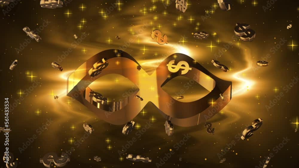 Infinity Money. Sign 3D Animated Infinity Symbol with with Gold Dollar Symbol Stock ビデオ ...