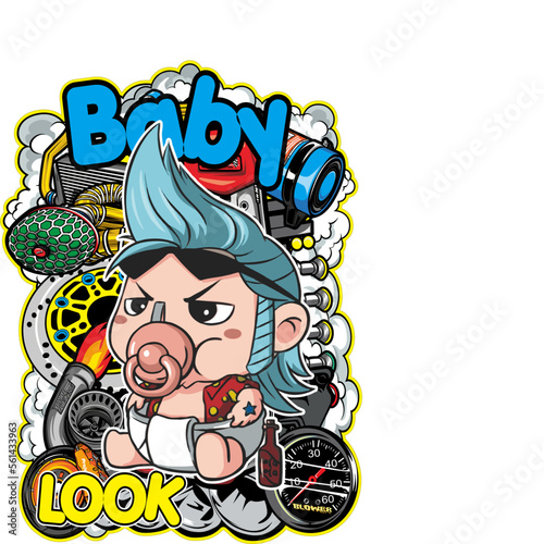 thailook vector design with cool cute baby character, VERY SUITABLE FOR STICKERS, T-SHIRTS, OTHER PRINTS