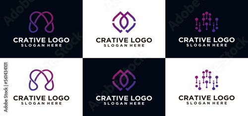 Creative Letter M Logo Design Tech logo icon design template elements