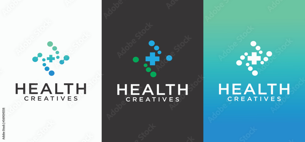 Medical Health Digital Logo, technology medical logo for modern and sophisticated medical care.t