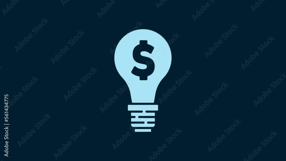 White Light bulb with dollar symbol icon isolated on blue background. Money making ideas. Fintech innovation concept. 4K Video motion graphic animation White Light bulb with dollar symbol icon isolated on blue background. Money making ideas. Fintech innovation concept. 4K Video motion graphic animation