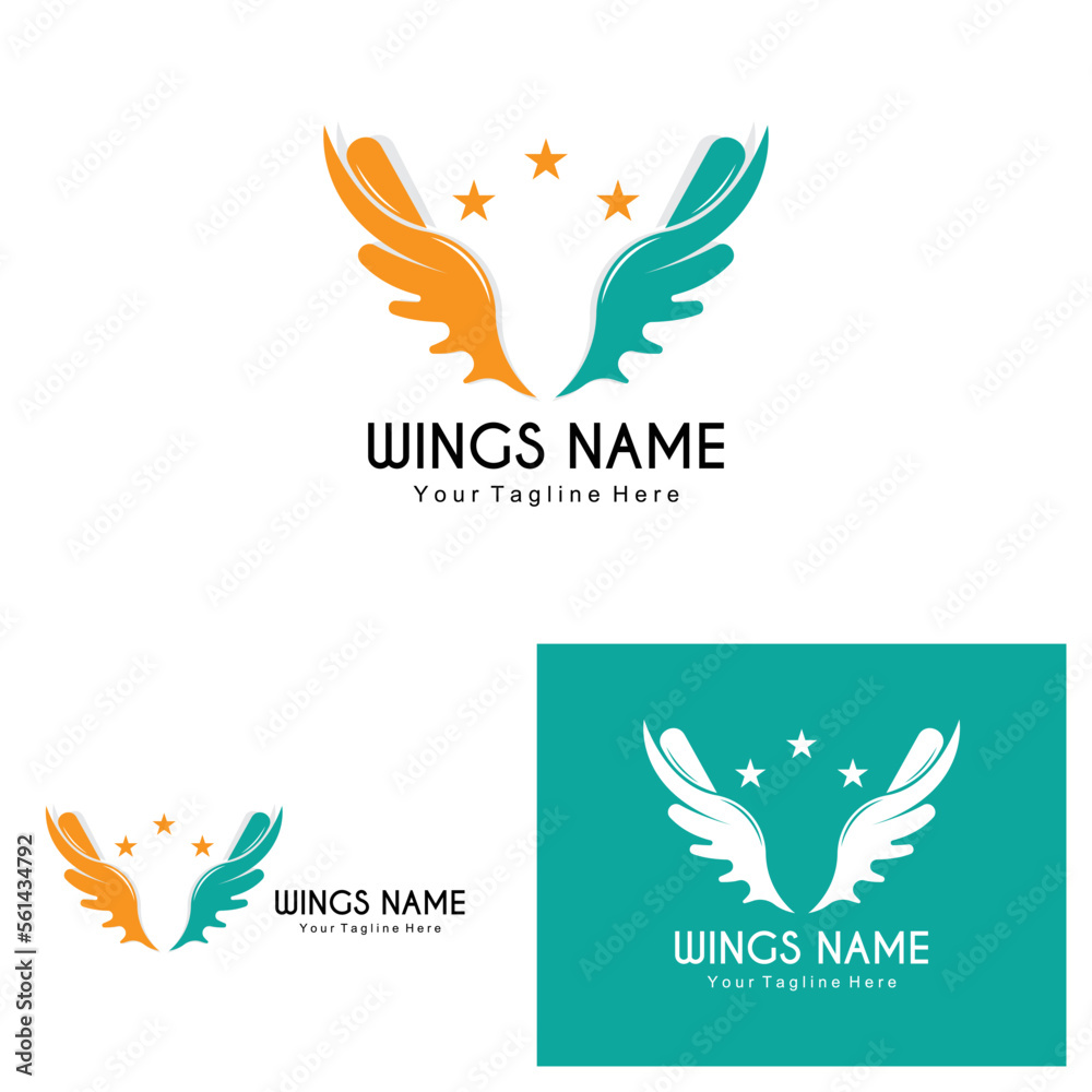 Obraz premium Wings Logo Design, Shield Wings Vector, Bird Feather Illustration