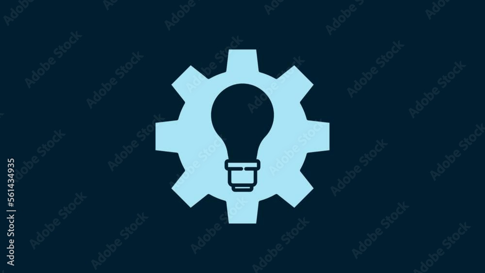 White Light bulb and gear icon isolated on blue background. Innovation concept. Business idea. 4K Video motion graphic animation White Light bulb and gear icon isolated on blue background. Innovation concept. Business idea. 4K Video motion graphic animation