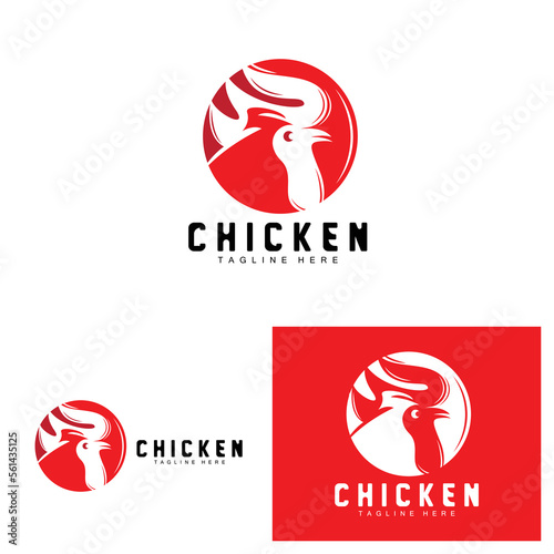 Grilled Chicken Barbecue Logo Design,Chicken Head Vector, Company Brand
