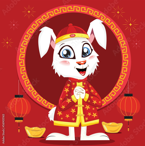 happy chinese new year 2023, year of the rabbit, happy new year illustration for posters, cards, calendars, signs, banners, websites, public relations and other designs