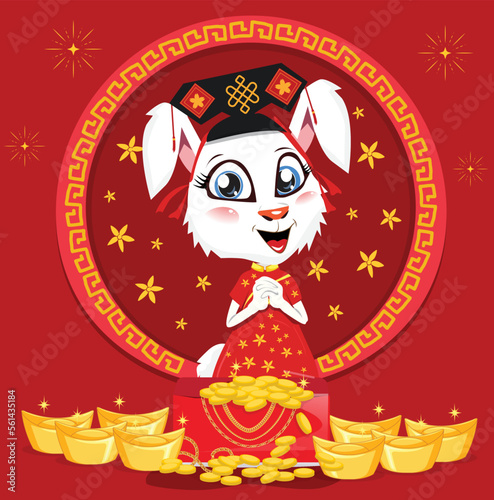 happy chinese new year 2023, year of the rabbit, happy new year illustration for posters, cards, calendars, signs, banners, websites, public relations and other designs