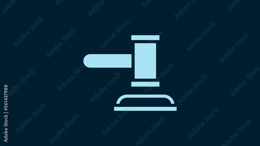 White Judge gavel icon isolated on blue background. Gavel for adjudication of sentences and bills, court, justice. Auction hammer. 4K Video motion graphic animation White Judge gavel icon isolated on blue background. Gavel for adjudication of sentences and bills, court, justice. Auction hammer. 4K Video motion graphic animation