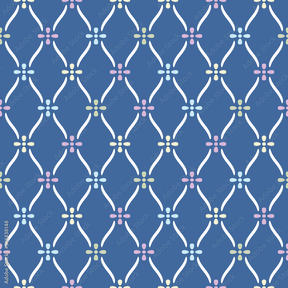 Fototapeta premium Japanese Diamond Net Flower Vector Seamless Pattern