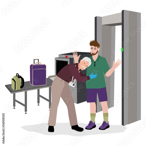 Airport transport security scan portal flat vector