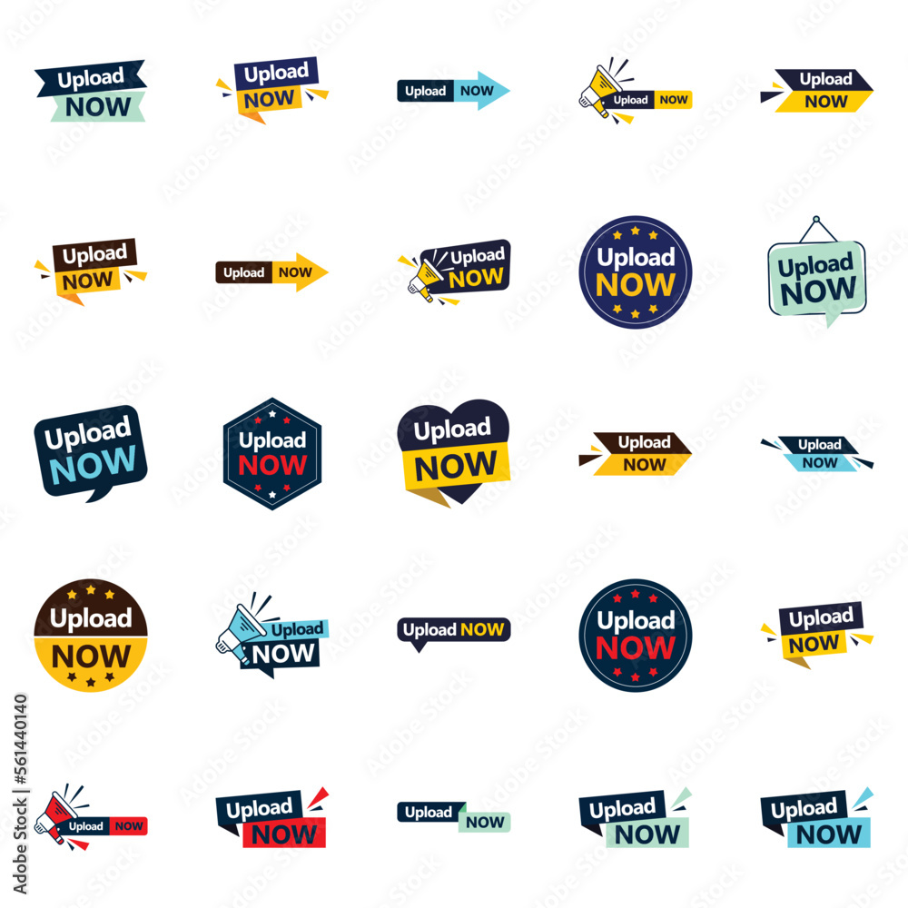 25 High quality Vector Designs in the Upload Now Pack Perfect for Marketing Professionals