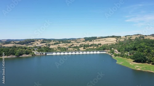 The Panneciere Chaumard dam in Europe, France, Burgundy, Nievre, Morvan, in summer, on a stormy day. photo