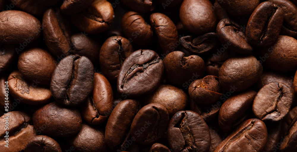 Fototapeta premium Grains of black coffee as a background.