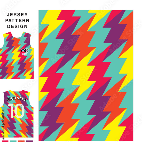 Retro geometric concept vector jersey pattern template for printing or sublimation sports uniforms football volleyball basketball e-sports cycling and fishing Free Vector.