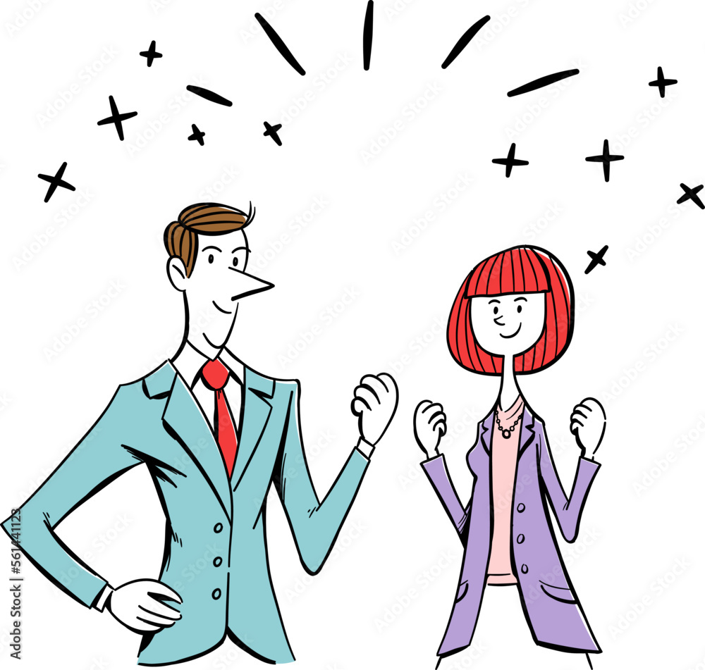 business man and woman couple. a positive gesture business man and woman couple. a positive gesture