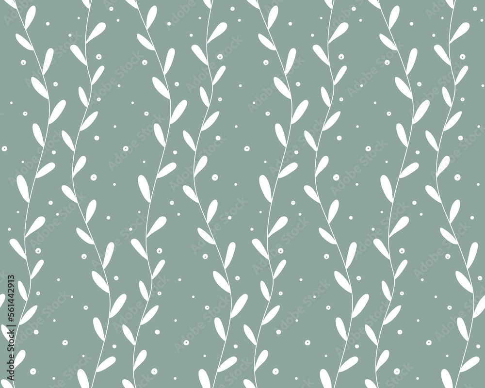Seamless pattern of long curly stems. Long vertical seaweed leaves. Textile background with algae and air bubbles Seamless pattern of long curly stems. Long vertical seaweed leaves. Textile background with algae and air bubbles