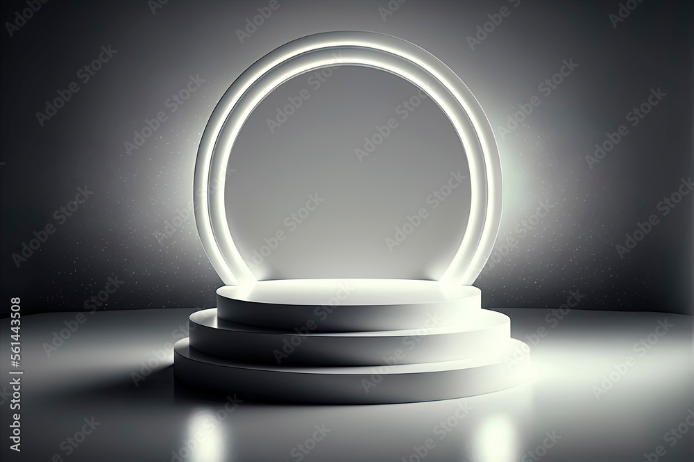 white podium with a circular light on top of it white podium with a circular light on top of it
