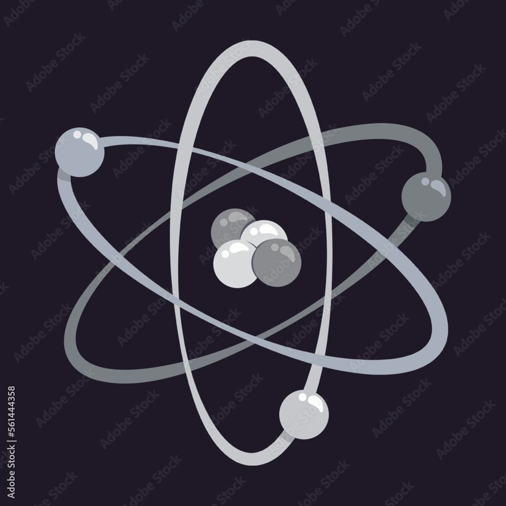Atom with Electrons in Orbit vector illustration physical science graphic Atom with Electrons in Orbit vector illustration physical science graphic