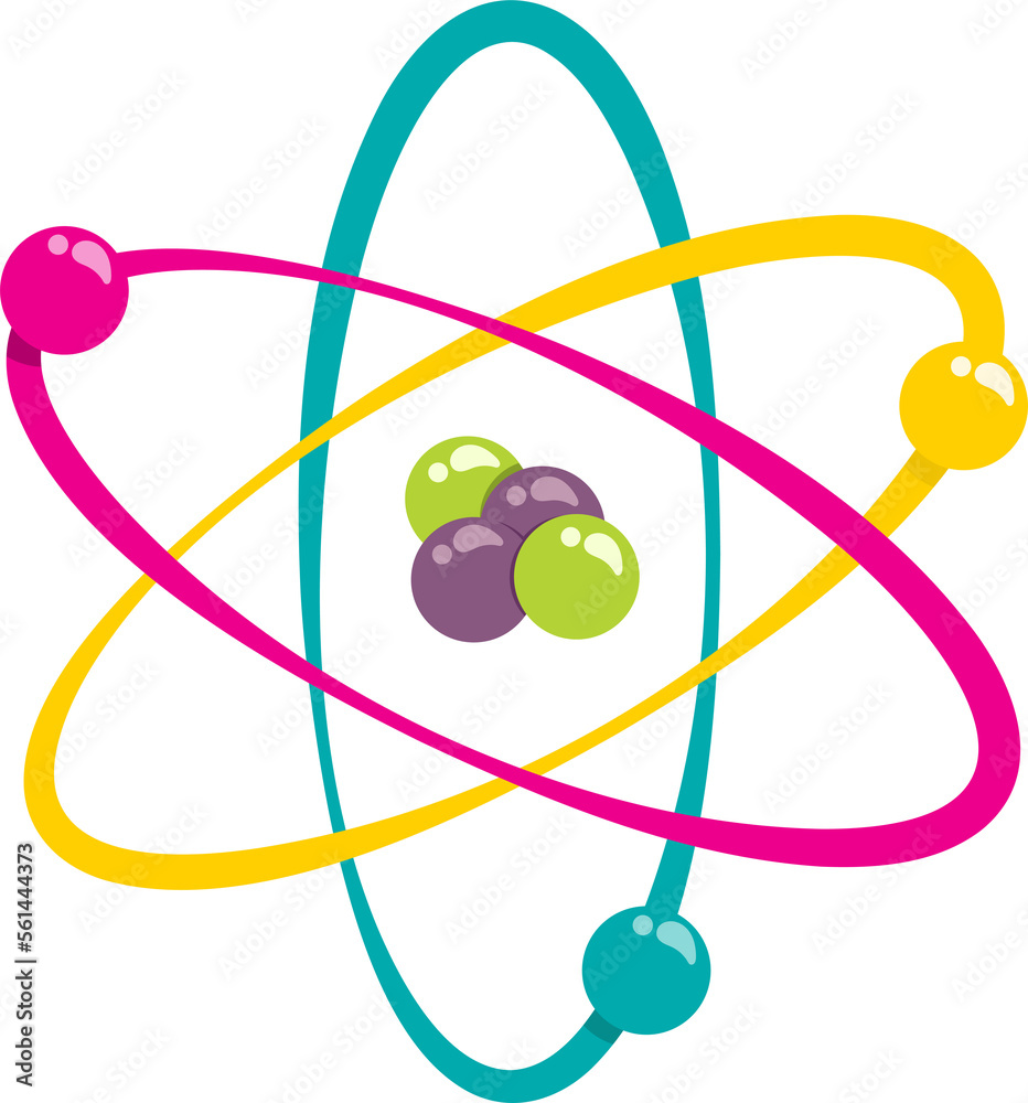 Atom with Electrons in Orbit vector illustration physical science graphic Atom with Electrons in Orbit vector illustration physical science graphic