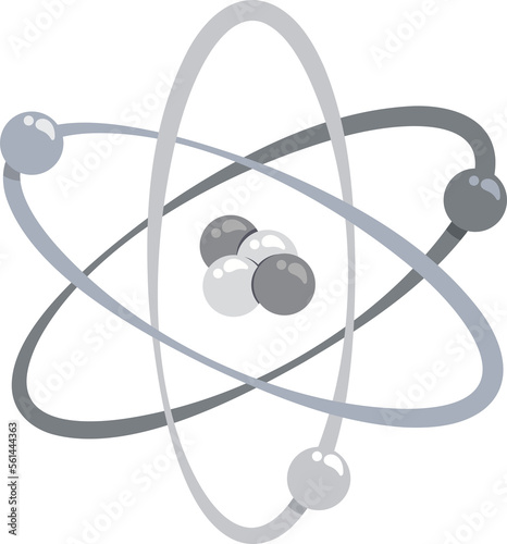 Atom with Electrons in Orbit vector illustration physical science graphic