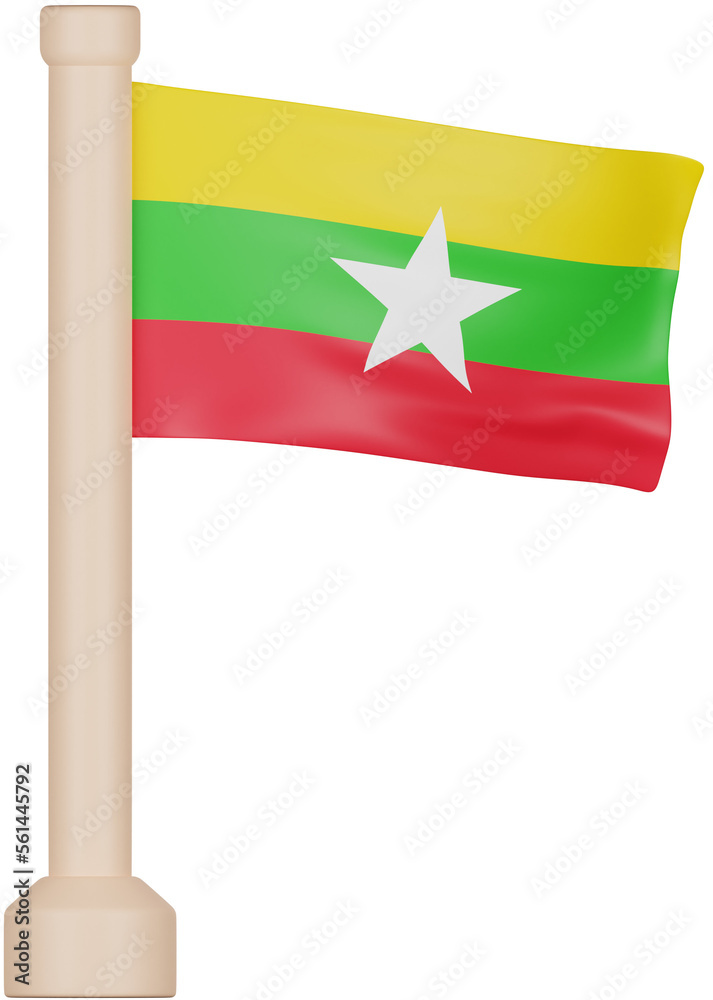 Myanmar Flag 3D Icon