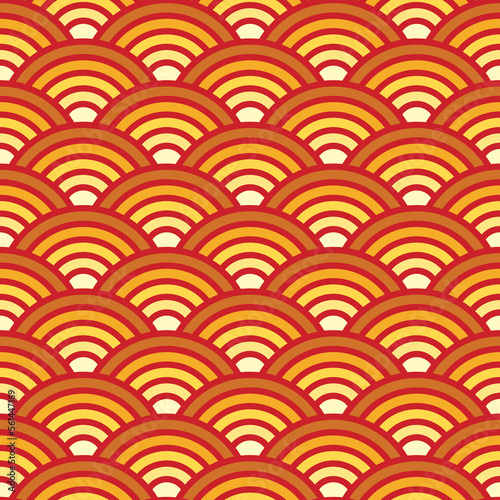 seamless wave chinese pattern new year background in red and light yellow color vector illustrations EPS10