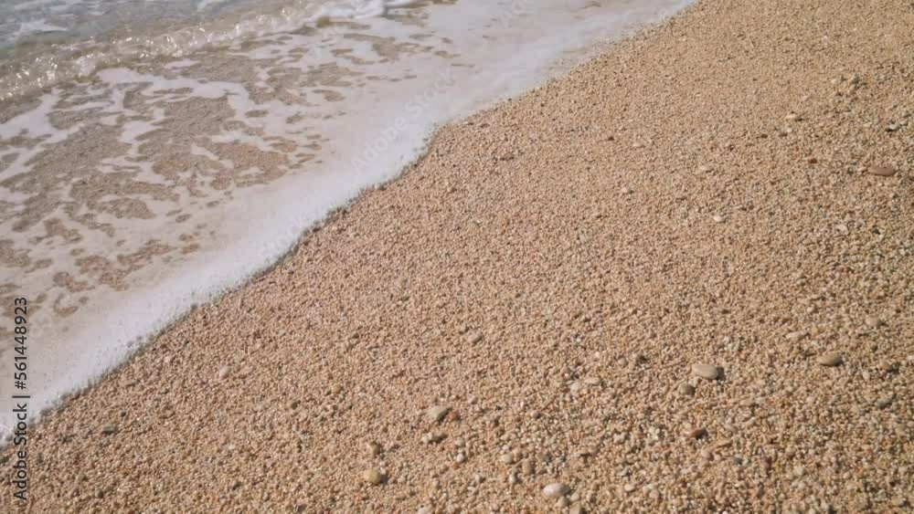 Beautiful sea waves on a sand beach. 4k footage UHD 3840x2160 Beautiful sea waves on a sand beach. 4k footage UHD 3840x2160