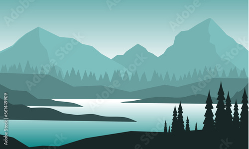 landscape with lake and mountains