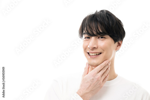 Fotomurale 男性のとても使いやすいホワイトニングや白い歯の美容イメージ　アップ　カメラ目線