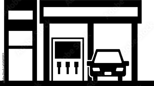 ガソリンスタンドのシンプルなイラスト