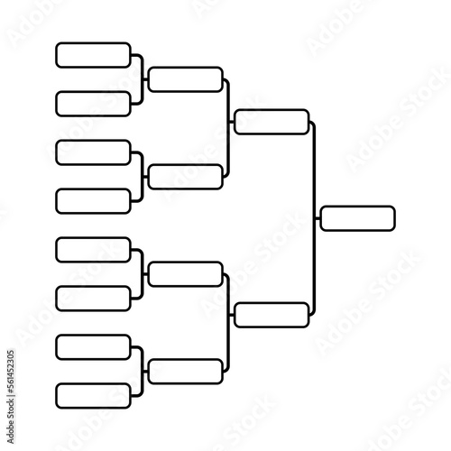 Bracket sport tournament, blank elimination event sign, playoff match vector illustration