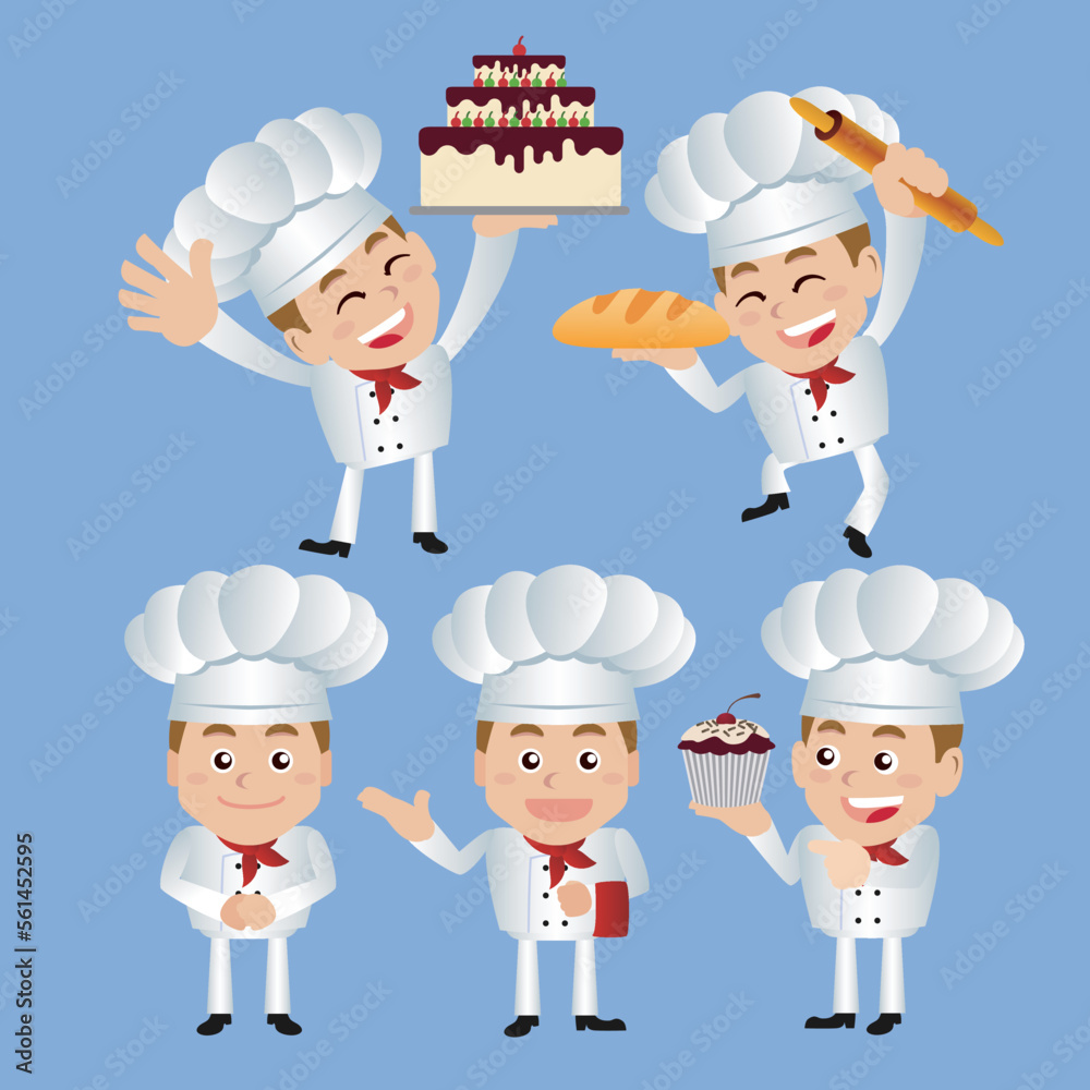 Chef with different poses. vector Chef with different poses. vector