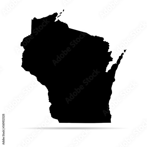 Wisconsin map shape, united states of america. Flat concept icon symbol vector illustration